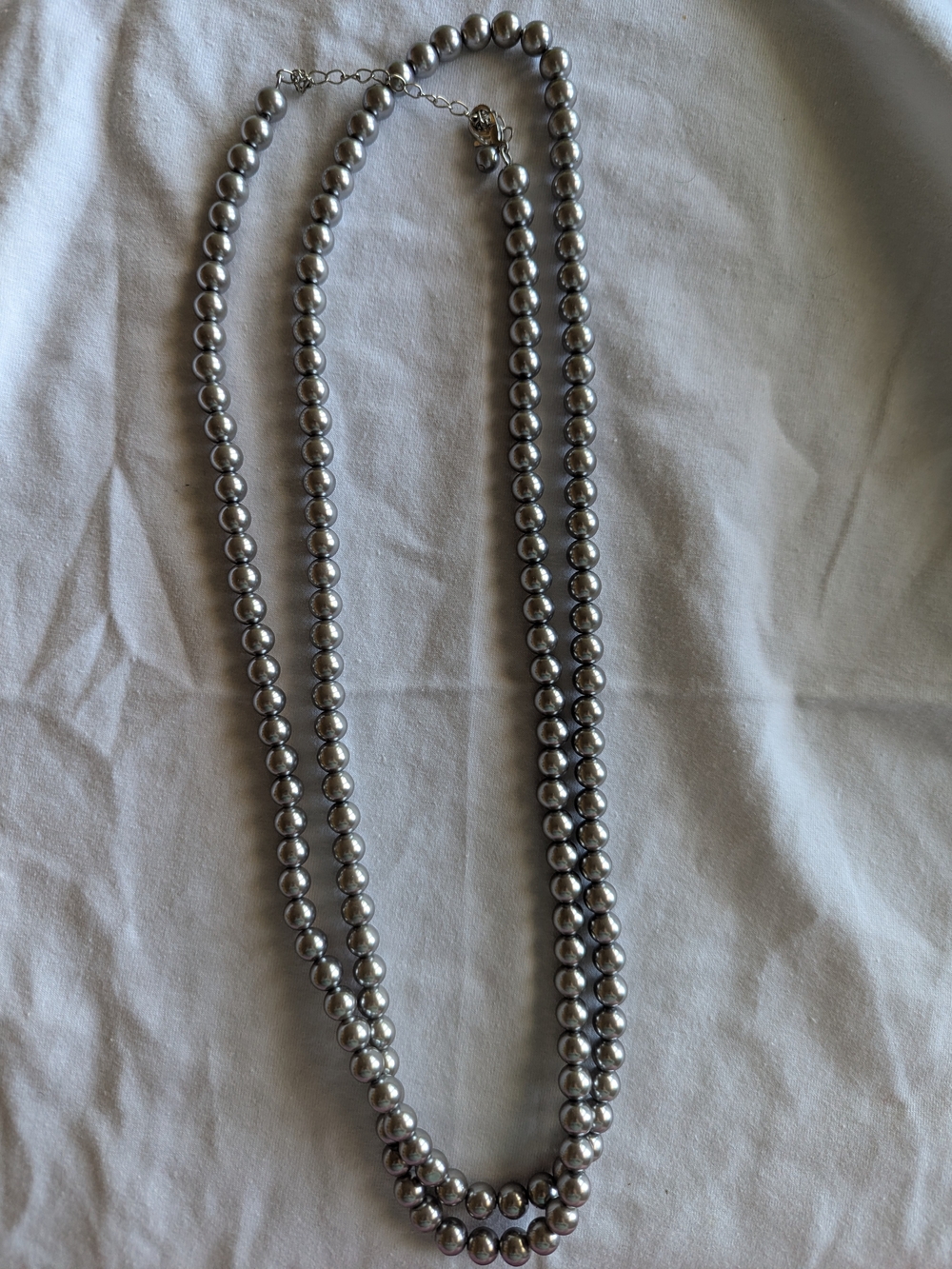 Gray Glass Pearl Necklace
